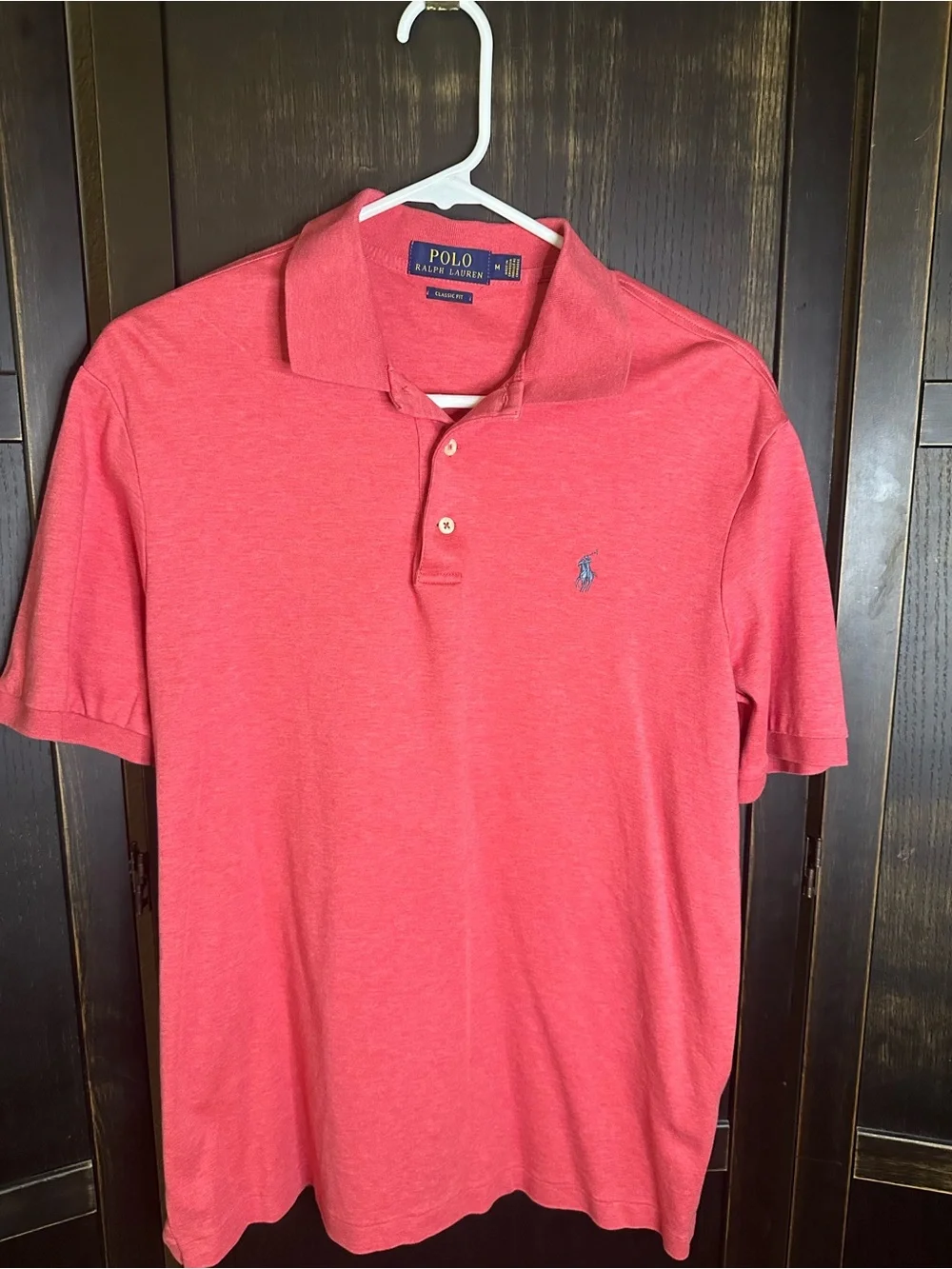 Ralph Lauren Men’s Coral Red Polo with Navy Pony
